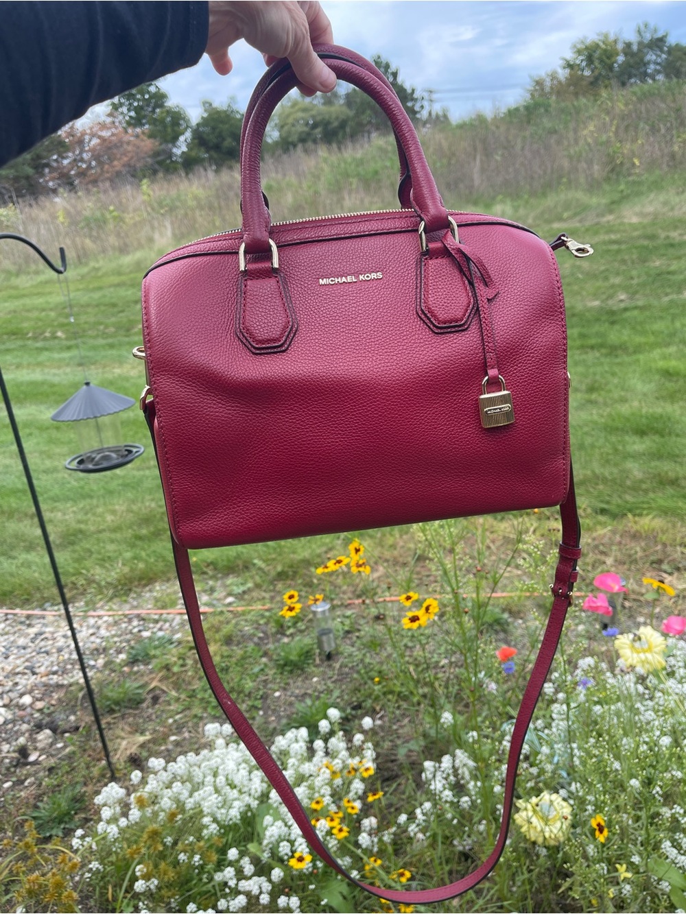 Michael Kors Burgundy Leather Satchel with Detachable Strap - never used.